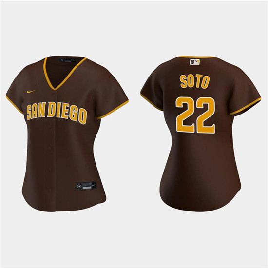 Women's San Diego Padres #22 Juan Soto Brown Cool Base Stitched Baseball Jersey(Run Small)